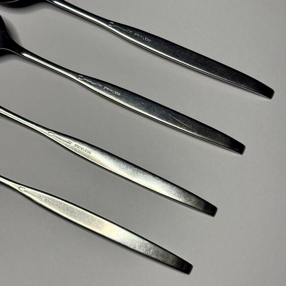 Oneida Community CELEBRITY Stainless 4 Iced Tea Spoons MCM w/ White Stars - Picture 11 of 11